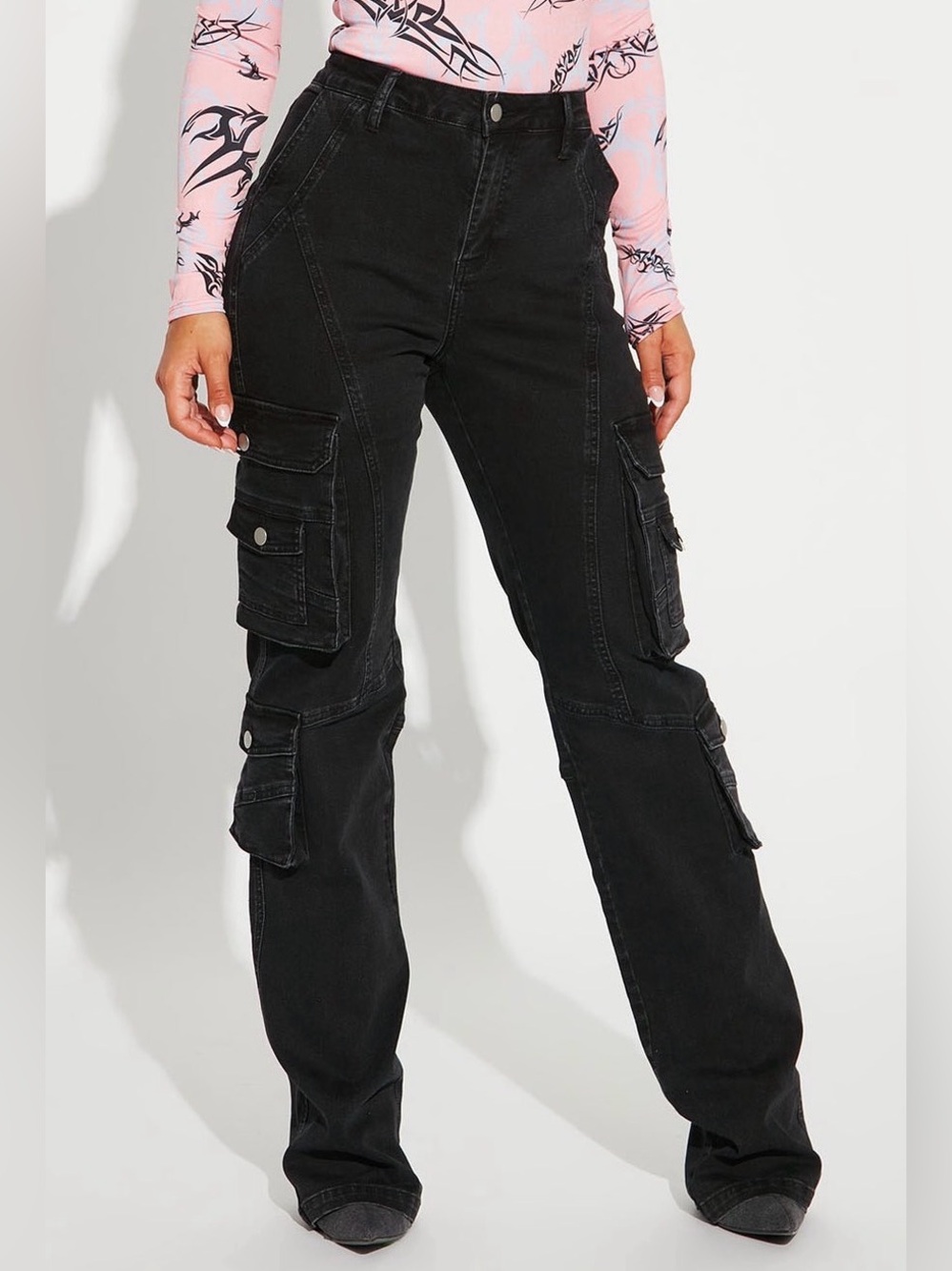 Fashion Nova Black Cargo Jeans